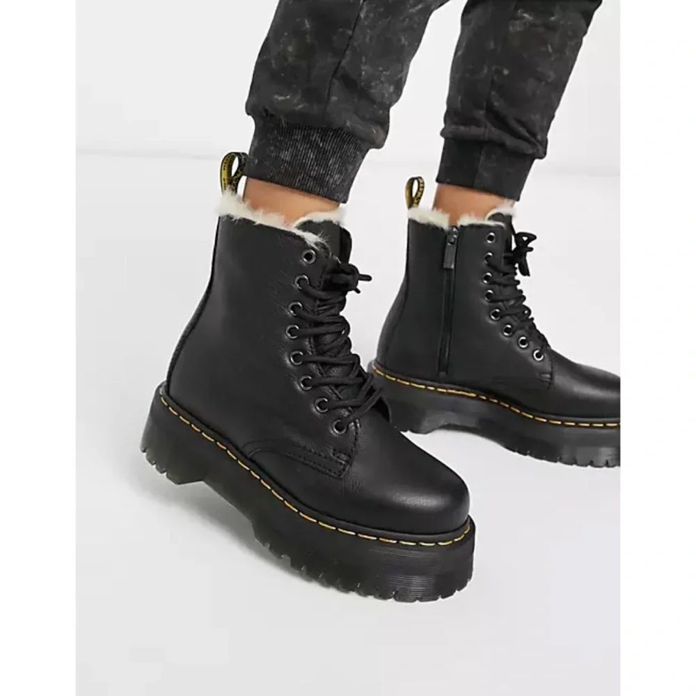 DR. MARTENS Jadon Leather Faux Fur Lined Platform Boots US Size 8M - 9L